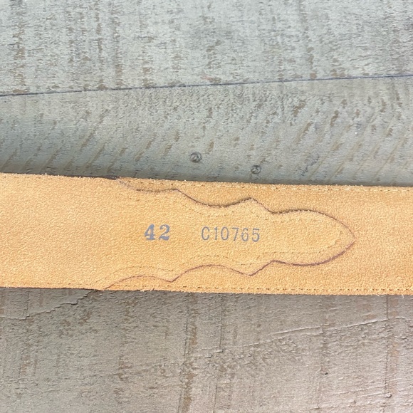 Vtg JUSTIN ODESSA STAR BROWN TOOLED LEATHER BELT Silver Buckle 1994 C10765 Sz 42 - Picture 13 of 17